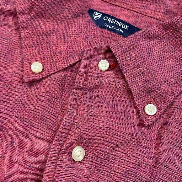 Cremieux Collection Linen Shirt Mens XL Red Lightweight Summer Button Down Shirt - Picture 6 of 16